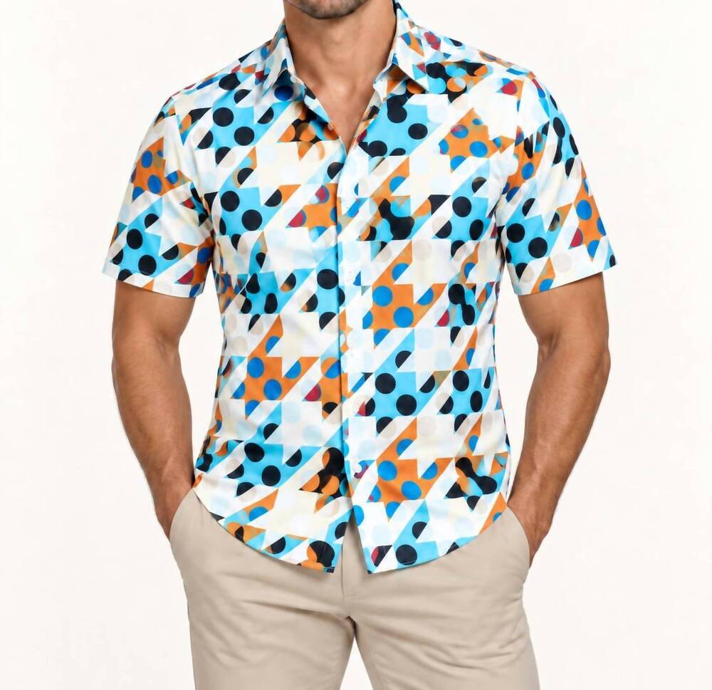 NEW EIGHT X men's short sleeve button up shirt in multicolor